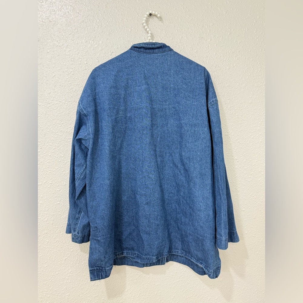 East Bay Mercantile Denim Jacket Chinese Style Frog Closure Trendy Chore Coat M - Picture 5 of 8